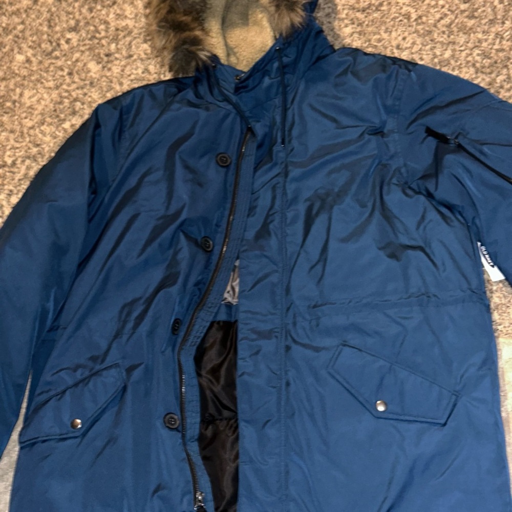 XL Men's Blue Puffer Coat Longer fit